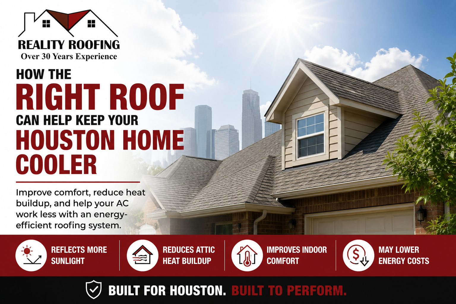 Energy-efficient residential roofing in Houston, TX designed to reduce heat buildup and improve home comfort.