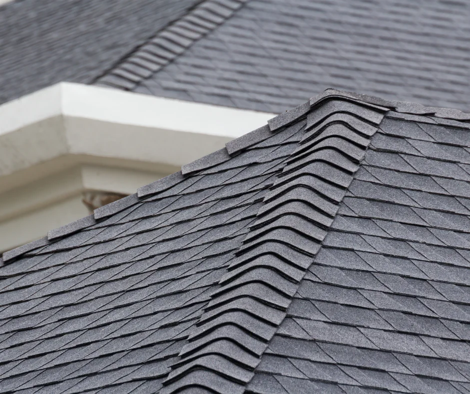 Close view of an asphalt shingle roof